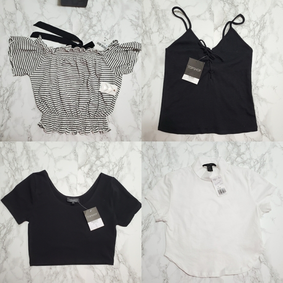 Topshop Tops - Topshop & Forever 21 Bundle of 4 Cropp Black White